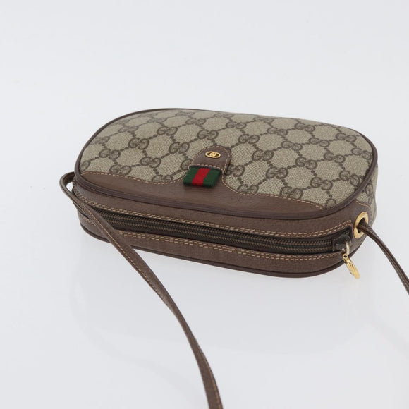 GUCCI GG Supreme Web Sherry Line Shoulder Bag PVC Beige 007 754 6112 Auth AMZ405