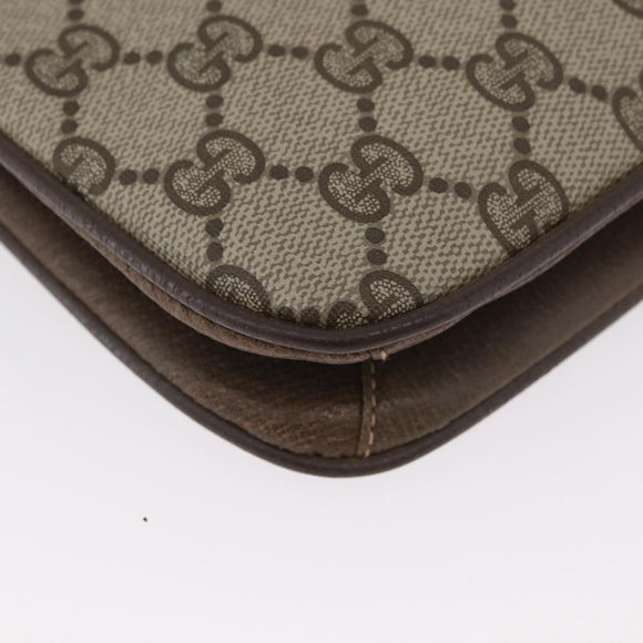 GUCCI GG Supreme Shoulder Bag PVC Beige Gold Auth AMZ406