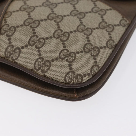 GUCCI GG Supreme Shoulder Bag PVC Beige Gold Auth AMZ406