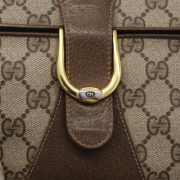 GUCCI GG Supreme Shoulder Bag PVC Beige Gold Auth AMZ406