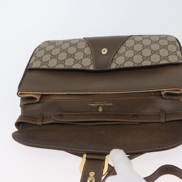GUCCI GG Supreme Shoulder Bag PVC Beige Gold Auth AMZ406