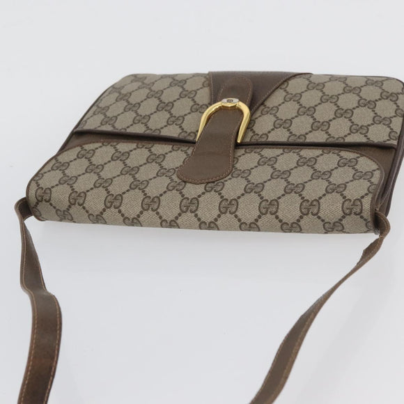 GUCCI GG Supreme Shoulder Bag PVC Beige Gold Auth AMZ406