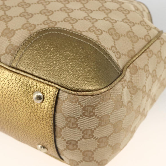 GUCCI GG Canvas Tote Bag Beige Gold 163805 Auth AMZ407A