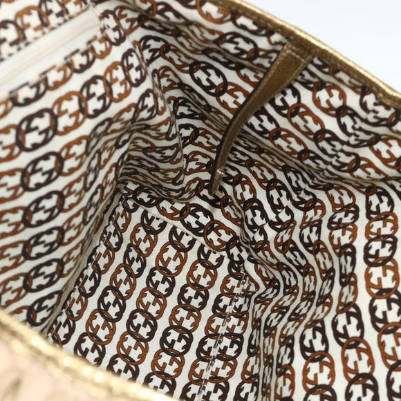 GUCCI GG Canvas Tote Bag Beige Gold 163805 Auth AMZ407A