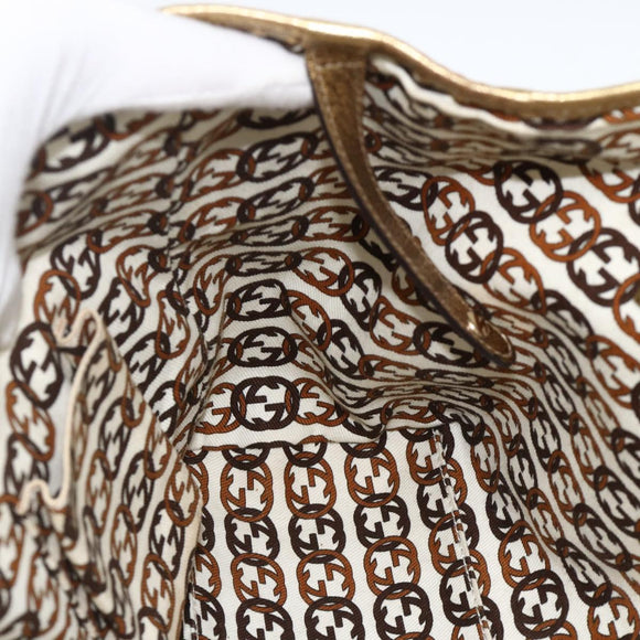 GUCCI GG Canvas Tote Bag Beige Gold 163805 Auth AMZ407A