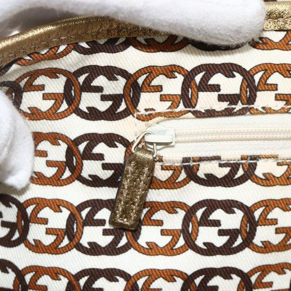 GUCCI GG Canvas Tote Bag Beige Gold 163805 Auth AMZ407A