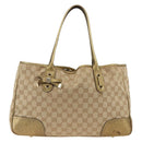GUCCI GG Canvas Tote Bag Beige Gold 163805 Auth AMZ407A-2