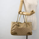 GUCCI GG Canvas Tote Bag Beige Gold 163805 Auth AMZ407A-21