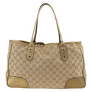 GUCCI GG Canvas Tote Bag Beige Gold 163805 Auth AMZ407A-3