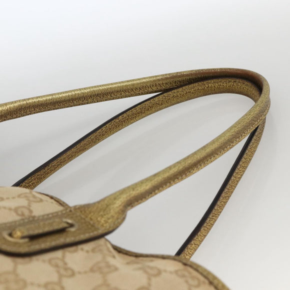 GUCCI GG Canvas Tote Bag Beige Gold 163805 Auth AMZ407A