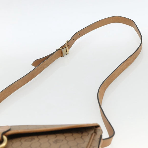 Christian Dior Honeycomb Canvas Shoulder Bag PVC Beige Gold Auth AMZ410