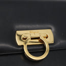 Salvatore Ferragamo Gancini Shoulder Bag Leather Black Gold Auth AMZ412-14