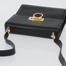 Salvatore Ferragamo Gancini Shoulder Bag Leather Black Gold Auth AMZ412-6