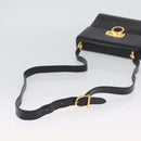Salvatore Ferragamo Gancini Shoulder Bag Leather Black Gold Auth AMZ412-7