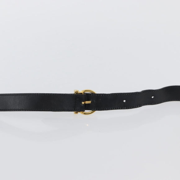 Salvatore Ferragamo Gancini Shoulder Bag Leather Black Gold Auth AMZ412