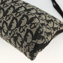 Christian Dior Trotter Canvas Accessory Pouch Black Silver Auth AMZ427-8