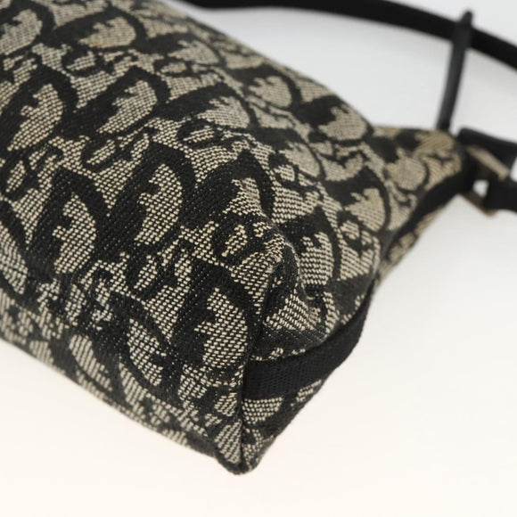 Christian Dior Trotter Canvas Accessory Pouch Black Silver Auth AMZ427