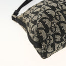 Christian Dior Trotter Canvas Accessory Pouch Black Silver Auth AMZ427-17