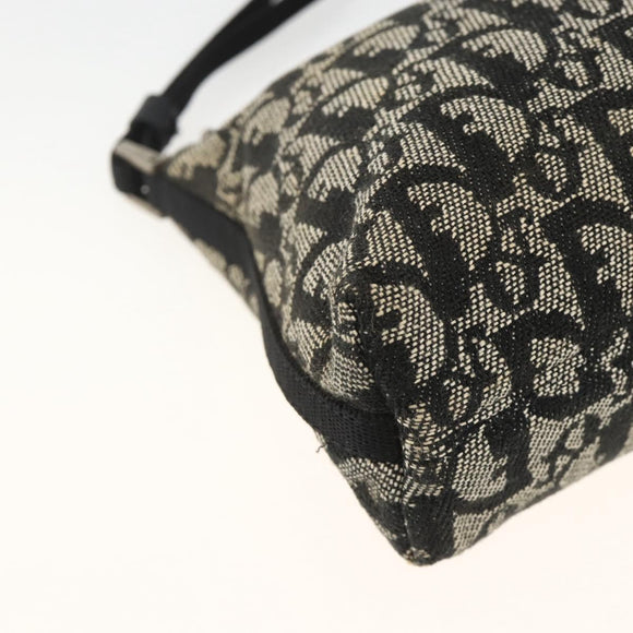Christian Dior Trotter Canvas Accessory Pouch Black Silver Auth AMZ427