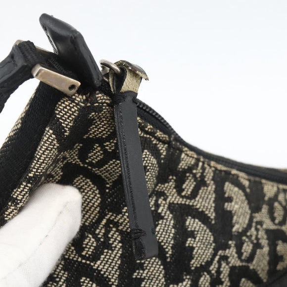 Christian Dior Trotter Canvas Accessory Pouch Black Silver Auth AMZ427