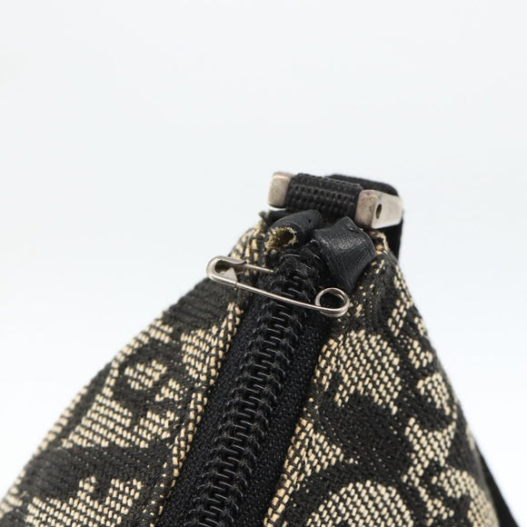 Christian Dior Trotter Canvas Accessory Pouch Black Silver Auth AMZ427