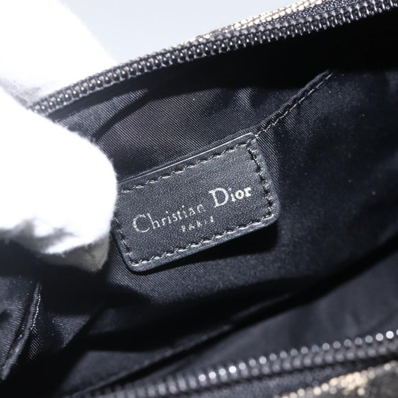 Christian Dior Trotter Canvas Accessory Pouch Black Silver Auth AMZ427