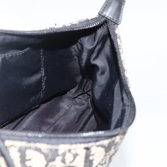Christian Dior Trotter Canvas Accessory Pouch Black Silver Auth AMZ427