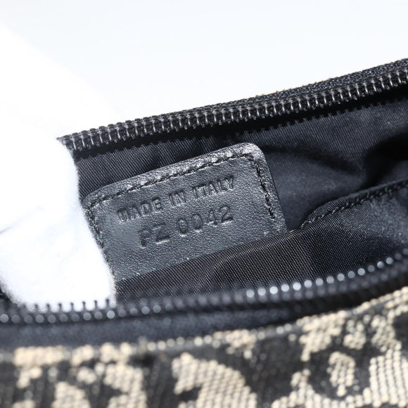 Christian Dior Trotter Canvas Accessory Pouch Black Silver Auth AMZ427
