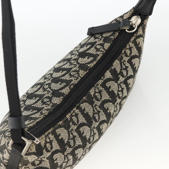 Christian Dior Trotter Canvas Accessory Pouch Black Silver Auth AMZ427