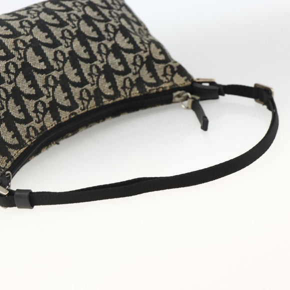 Christian Dior Trotter Canvas Accessory Pouch Black Silver Auth AMZ427