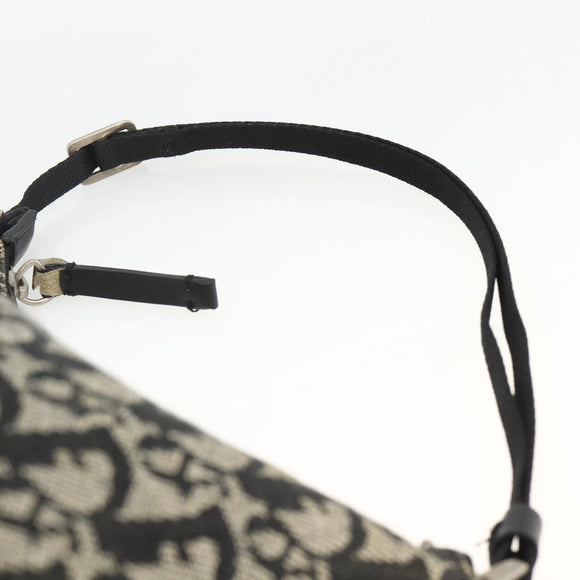 Christian Dior Trotter Canvas Accessory Pouch Black Silver Auth AMZ427