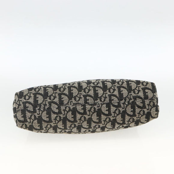 Christian Dior Trotter Canvas Accessory Pouch Black Silver Auth AMZ427