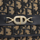 Christian Dior Trotter Canvas Chain Shoulder Bag Navy Gold Auth AMZ428-17