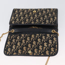 Christian Dior Trotter Canvas Chain Shoulder Bag Navy Gold Auth AMZ428-10
