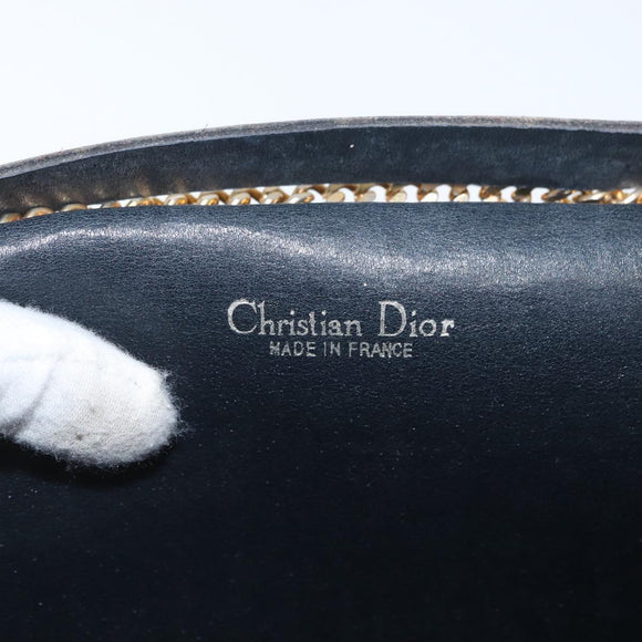 Christian Dior Trotter Canvas Chain Shoulder Bag Navy Gold Auth AMZ428