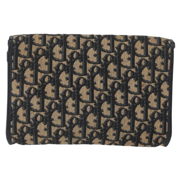 Christian Dior Trotter Canvas Chain Shoulder Bag Navy Gold Auth AMZ428