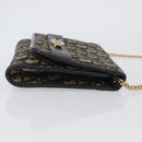 Christian Dior Trotter Canvas Chain Shoulder Bag Navy Gold Auth AMZ428-4