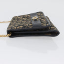 Christian Dior Trotter Canvas Chain Shoulder Bag Navy Gold Auth AMZ428-5