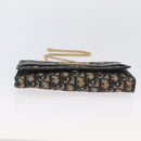 Christian Dior Trotter Canvas Chain Shoulder Bag Navy Gold Auth AMZ428-6