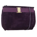 Salvatore Ferragamo Vala Shoulder Bag Suede Purple Gold Auth AMZ434-1