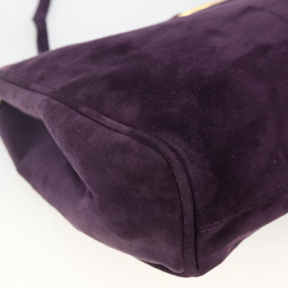 Salvatore Ferragamo Vala Shoulder Bag Suede Purple Gold Auth AMZ434