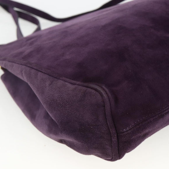 Salvatore Ferragamo Vala Shoulder Bag Suede Purple Gold Auth AMZ434