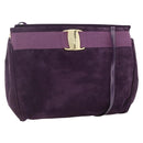 Salvatore Ferragamo Vala Shoulder Bag Suede Purple Gold Auth AMZ434-2