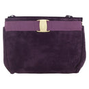 Salvatore Ferragamo Vala Shoulder Bag Suede Purple Gold Auth AMZ434-3