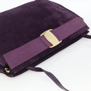 Salvatore Ferragamo Vala Shoulder Bag Suede Purple Gold Auth AMZ434-6