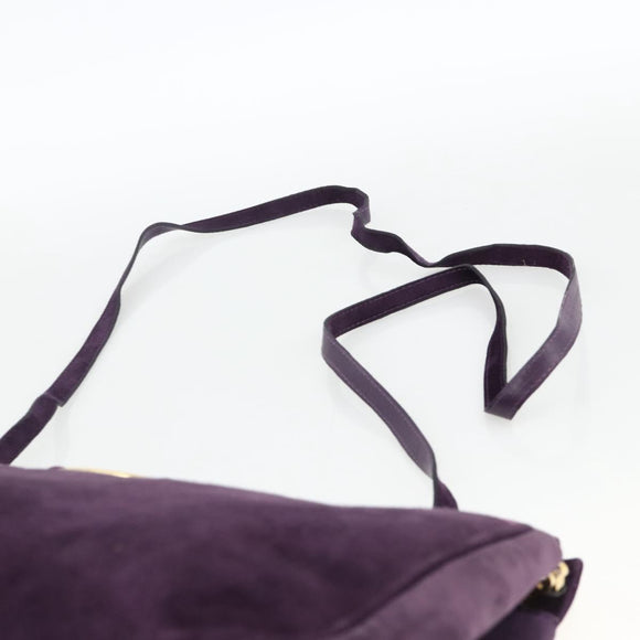 Salvatore Ferragamo Vala Shoulder Bag Suede Purple Gold Auth AMZ434