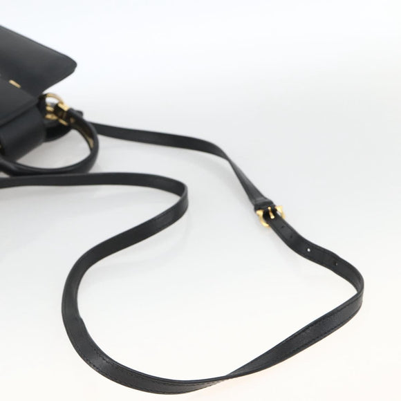 Salvatore Ferragamo Gancini Hand Bag Leather 2way Black Gold Auth AMZ435A