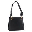 Salvatore Ferragamo Gancini Shoulder Bag Leather Black Gold Auth AMZ436-1