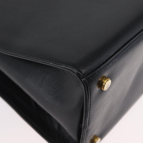 Salvatore Ferragamo Gancini Shoulder Bag Leather Black Gold Auth AMZ436