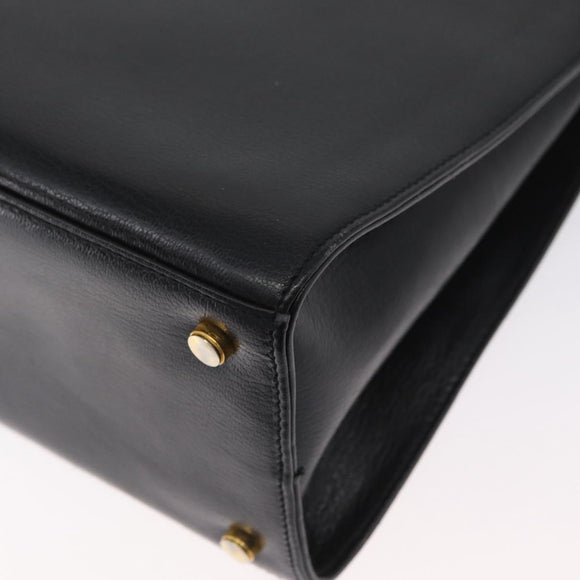 Salvatore Ferragamo Gancini Shoulder Bag Leather Black Gold Auth AMZ436